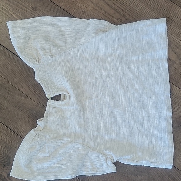 Madewell Flutter Sleeve Textured Linen Color Top, Xs - Picture 6 of 7